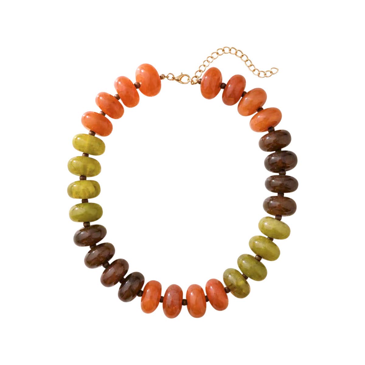 Carissa Chunky Beaded Necklace- Chartreuse Orange Mix