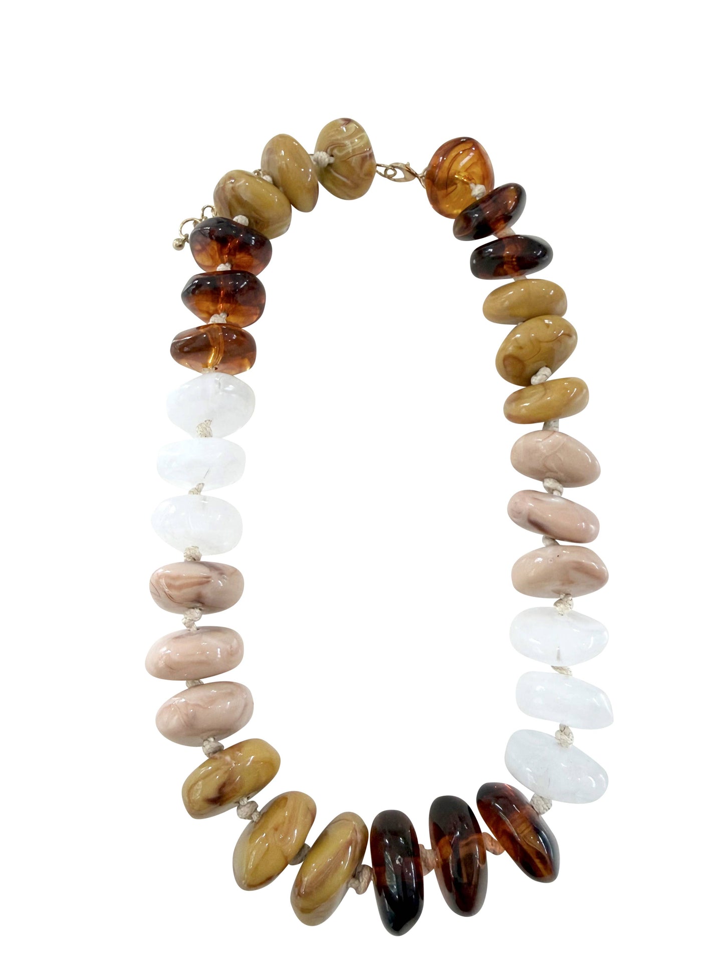 Delray Chunky Beaded Necklace-Tan Tort