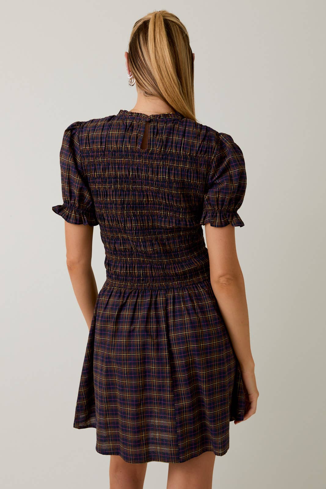 Ruffle Mock Neck Short Dress