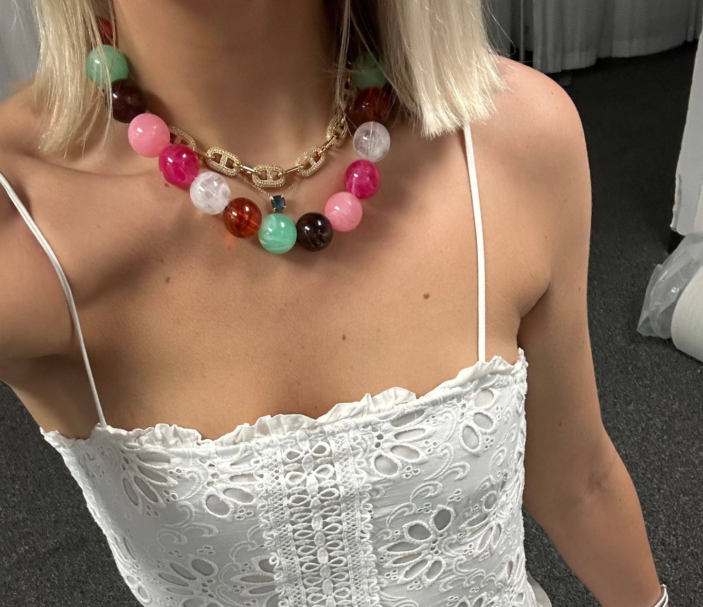 Celia Chunky Beaded Necklace - Multi