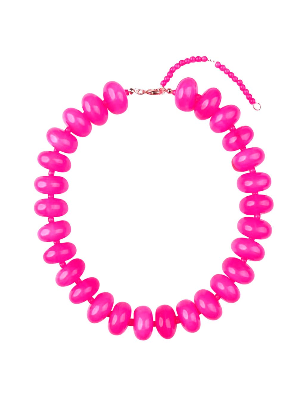 Bailey Chunky Beaded Necklace- Hot Pink