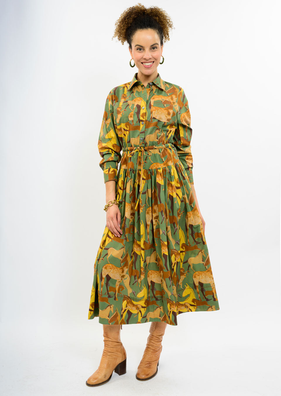 Green Horses Maxi Dress