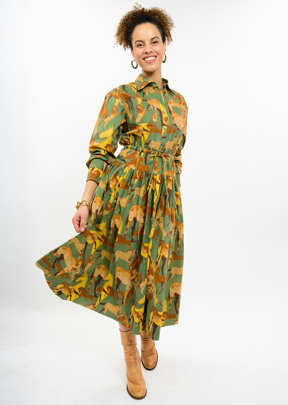 Green Horses Maxi Dress