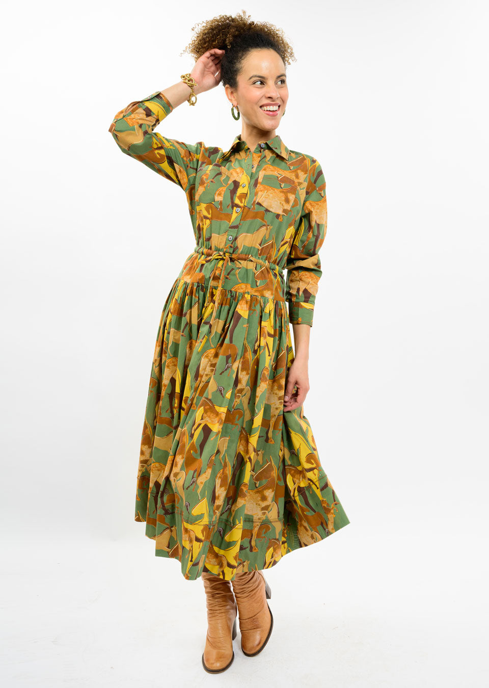 Green Horses Maxi Dress