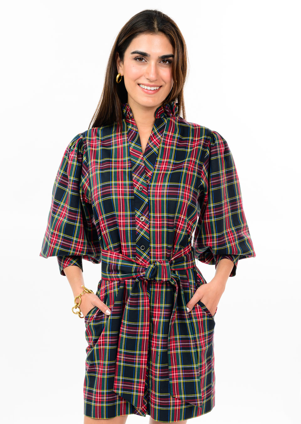 Black Tartan Shirt Dress