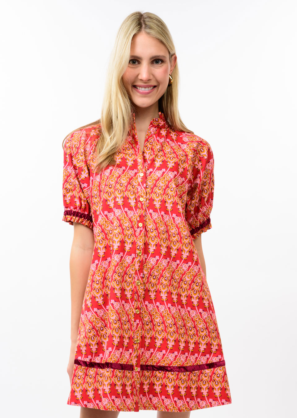 Red Velvet Ribbon Short Dress