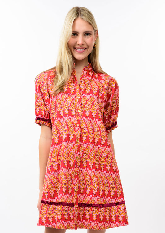 Red Velvet Ribbon Short Dress