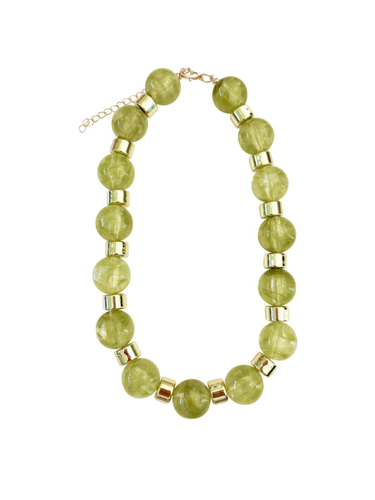 Jessica Chunky Beaded Necklace - Chartreuse
