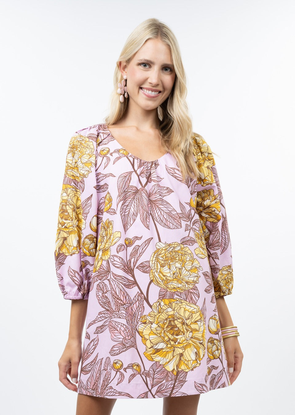 Big Roses Mini Dress in Pink