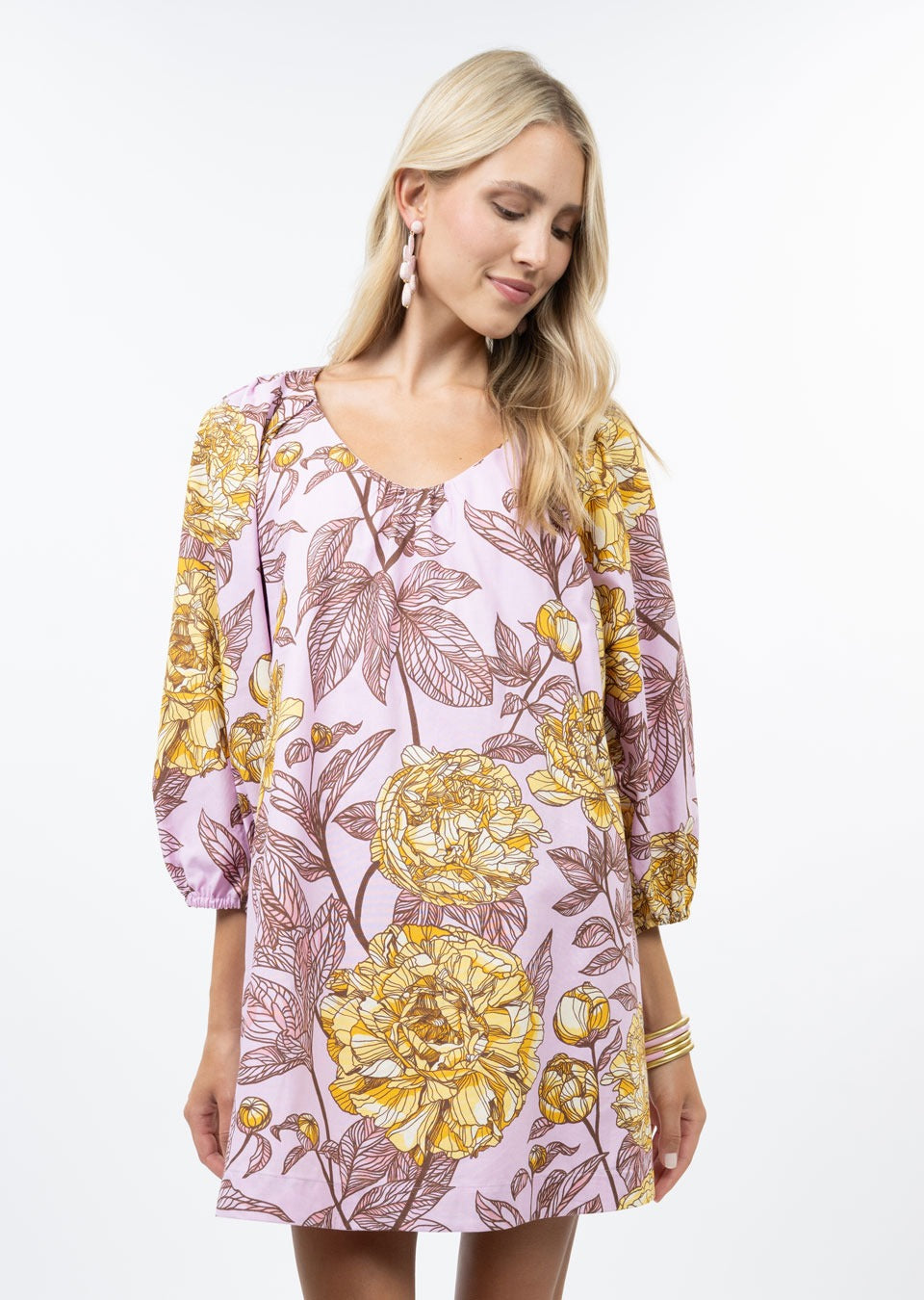 Big Roses Mini Dress in Pink