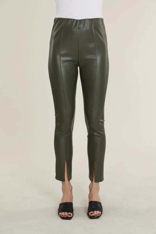 Faux Leather Split Hem Leggings