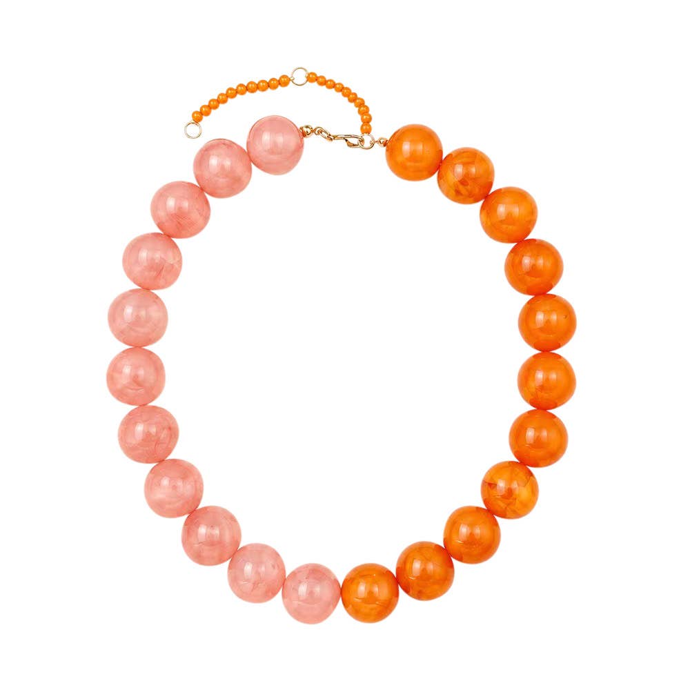 Wrenley 2-Tone Beaded Necklace - Pink/Orange