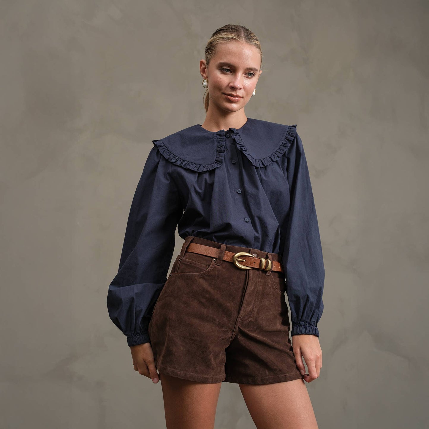 Frill Collar Cotton Blouse
