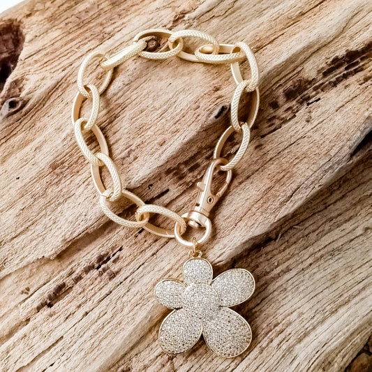 Abstract Flower on Mixed Chain Necklace