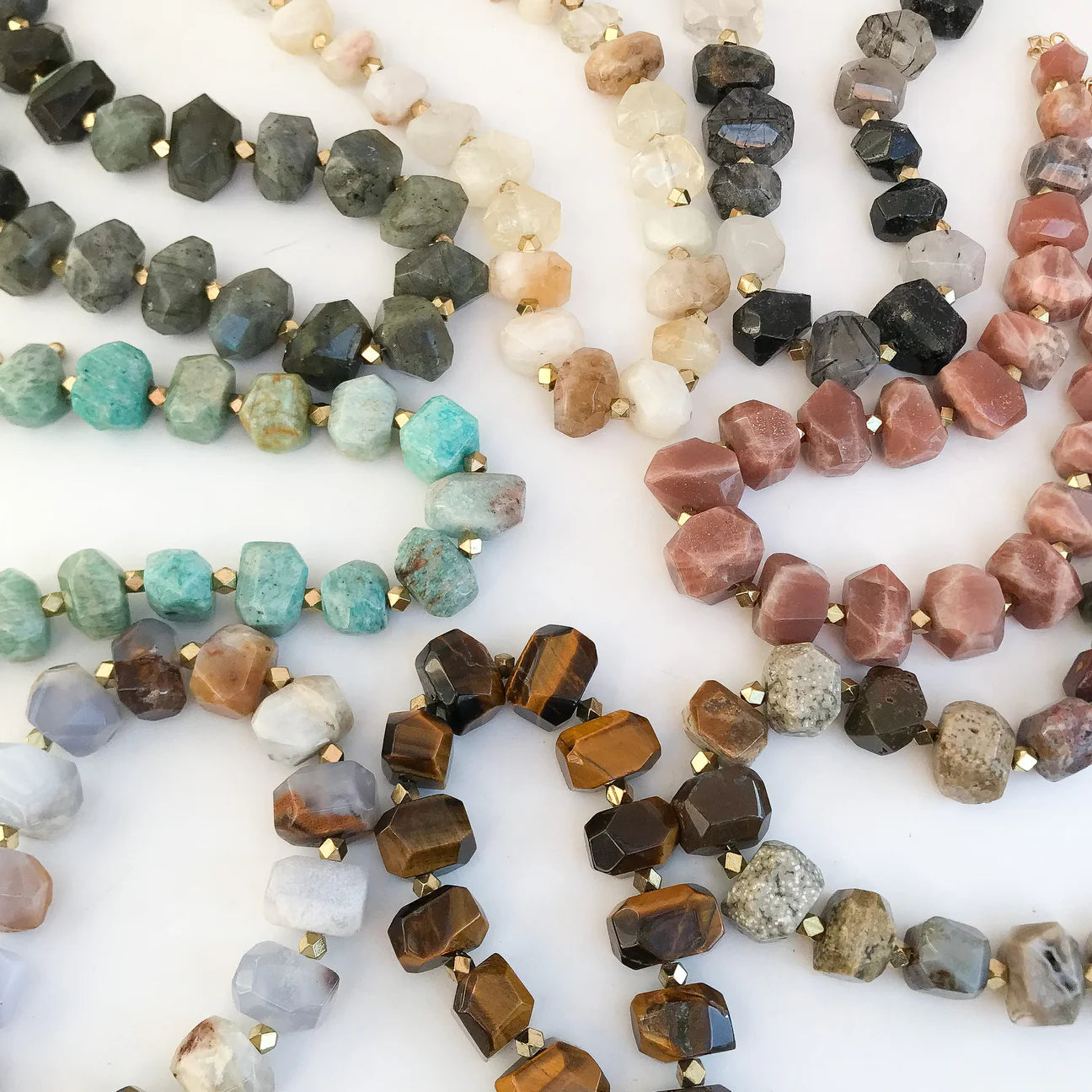 Chunky Stone Brass Necklace