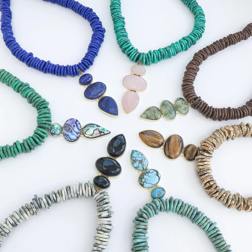 Gemstone Heishi Disc Necklace