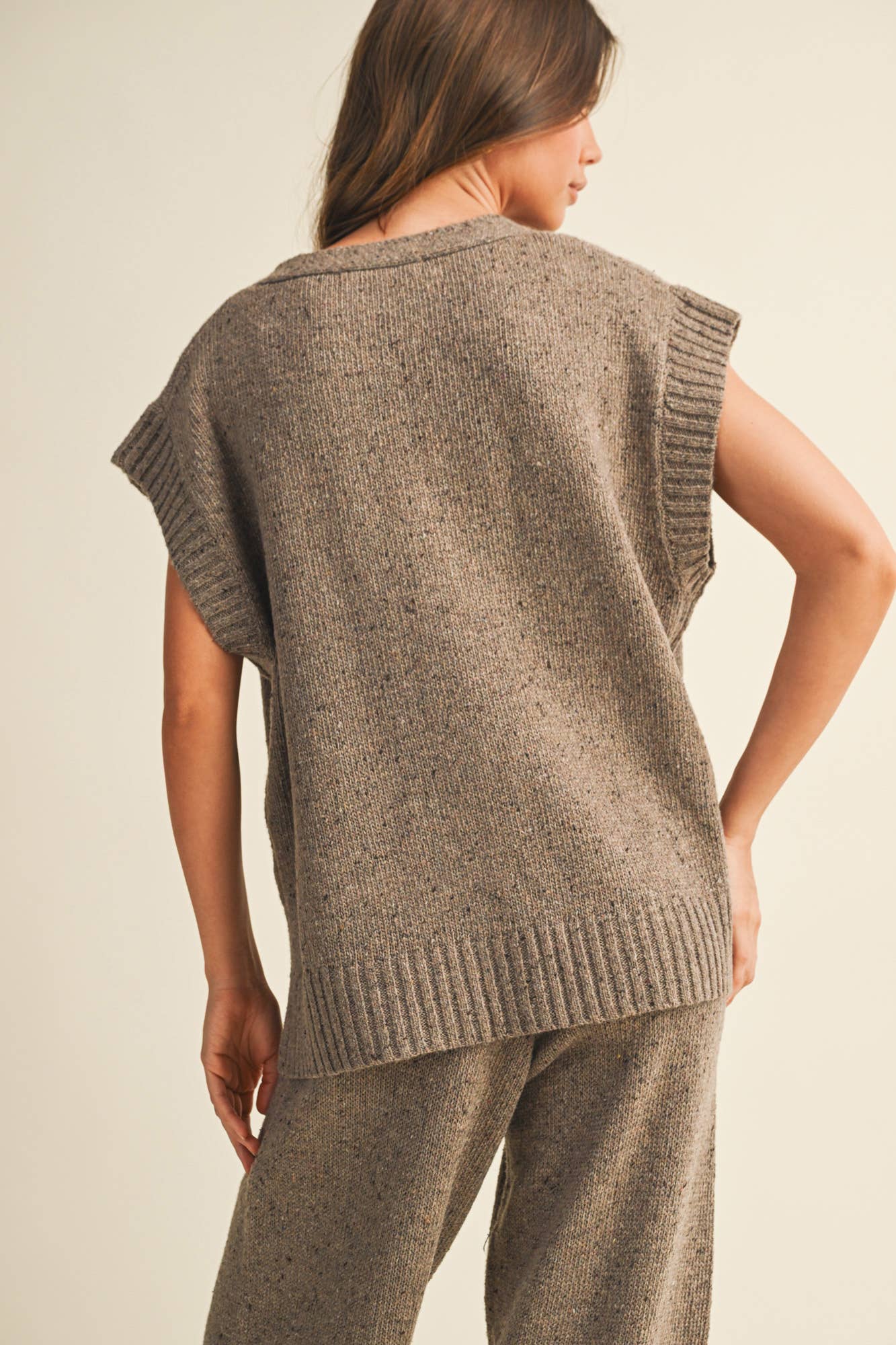 Oversized Button Front Sweater Vest