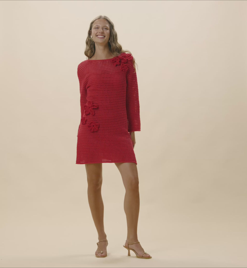 Honey Knit Mini Dress in Goji Berry