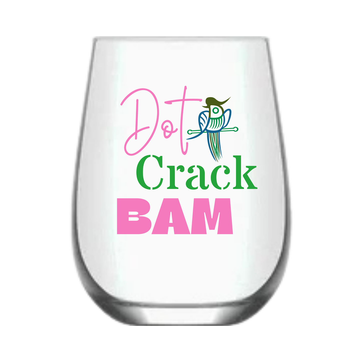 Mahjong Stemless Wine Glass "Dot Crack Bam" - Single