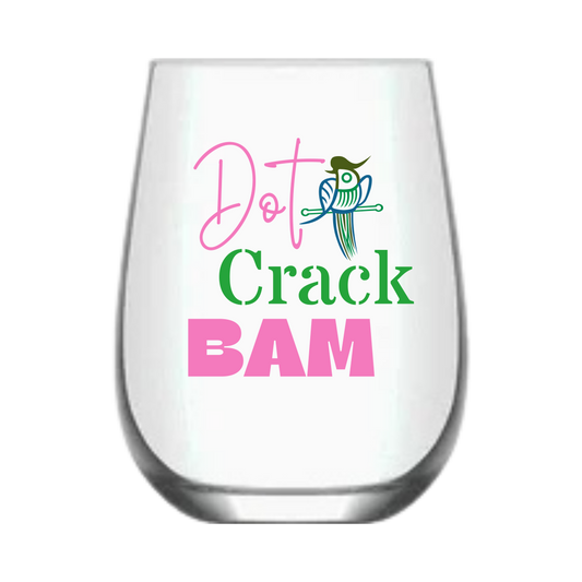 Mahjong Stemless Wine Glass "Dot Crack Bam" - Single