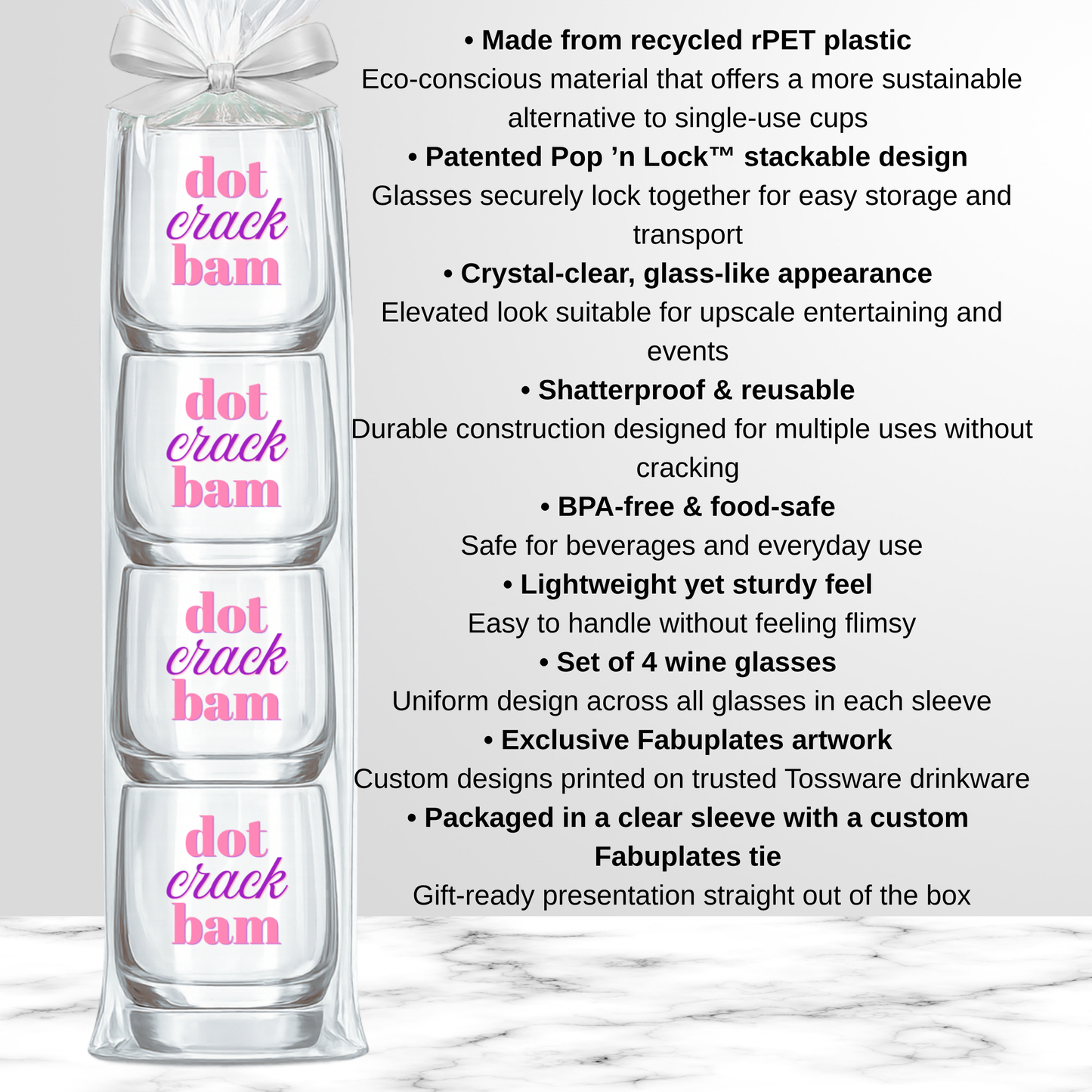 Mahjong Stemless Wine Glass "Dot Crack Bam" - Single