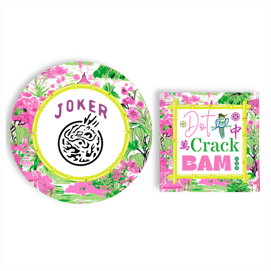 Mahjong Pink/Green Plates + Napkins | Curated Bundle Option