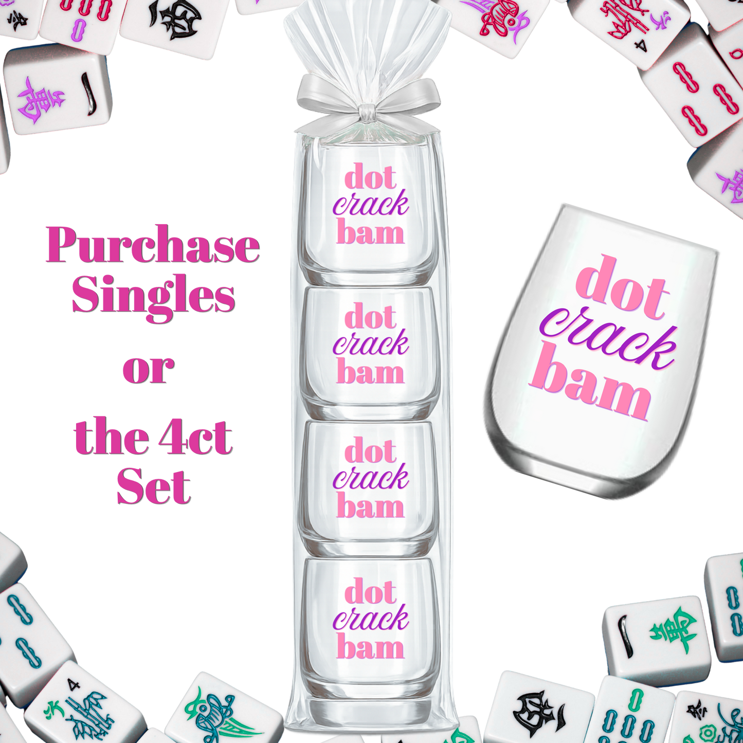 Mahjong Stemless Wine Glass "Dot Crack Bam" - Single