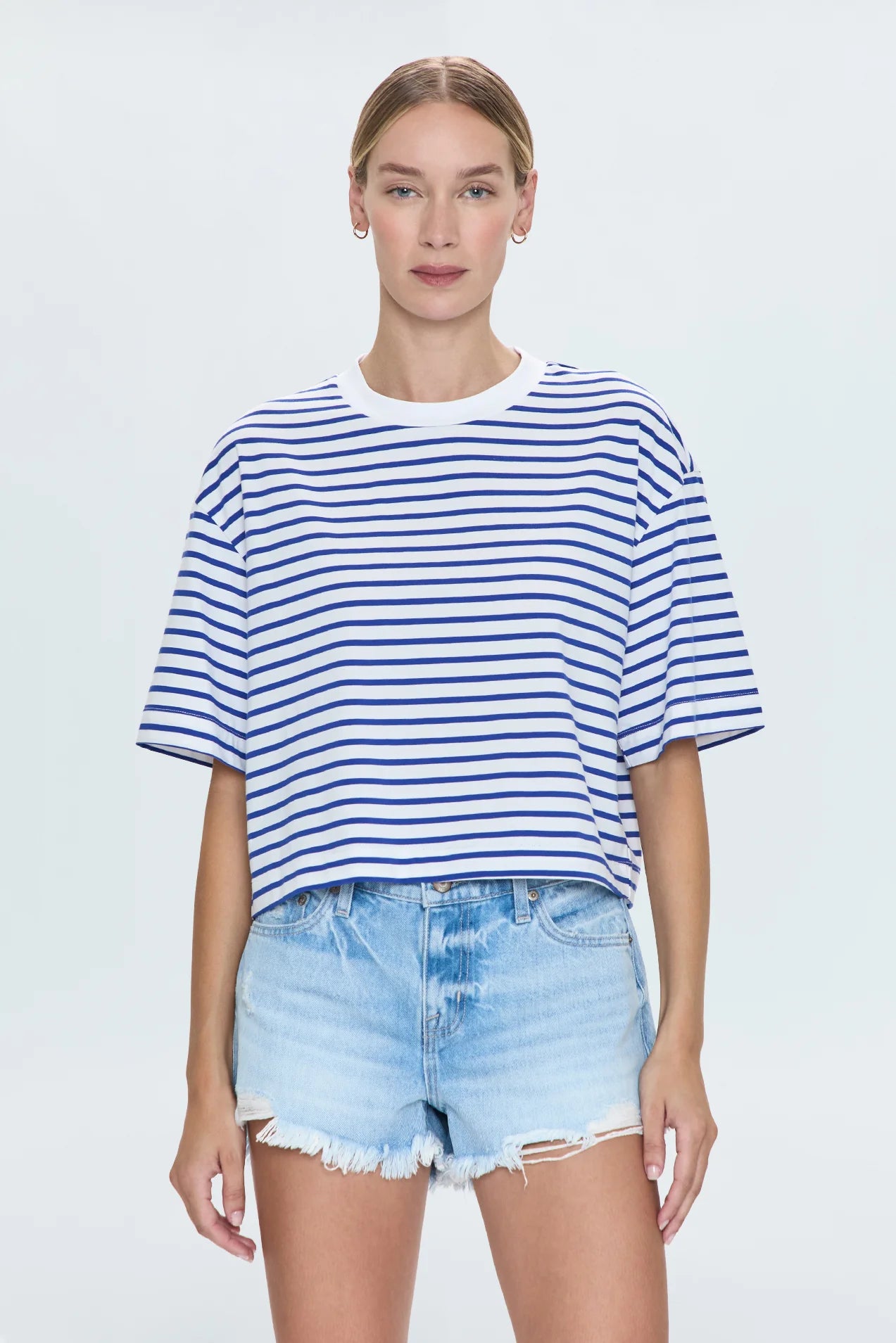 Mae Cropped Tee in Maritime
