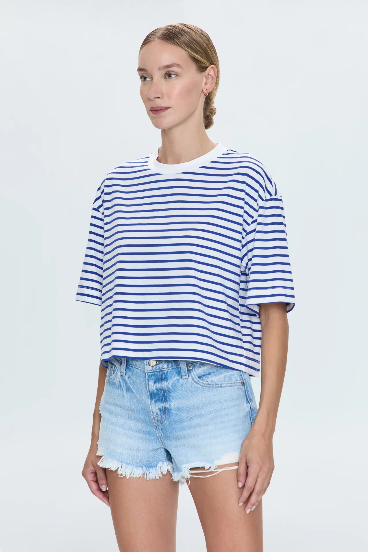 Mae Cropped Tee in Maritime