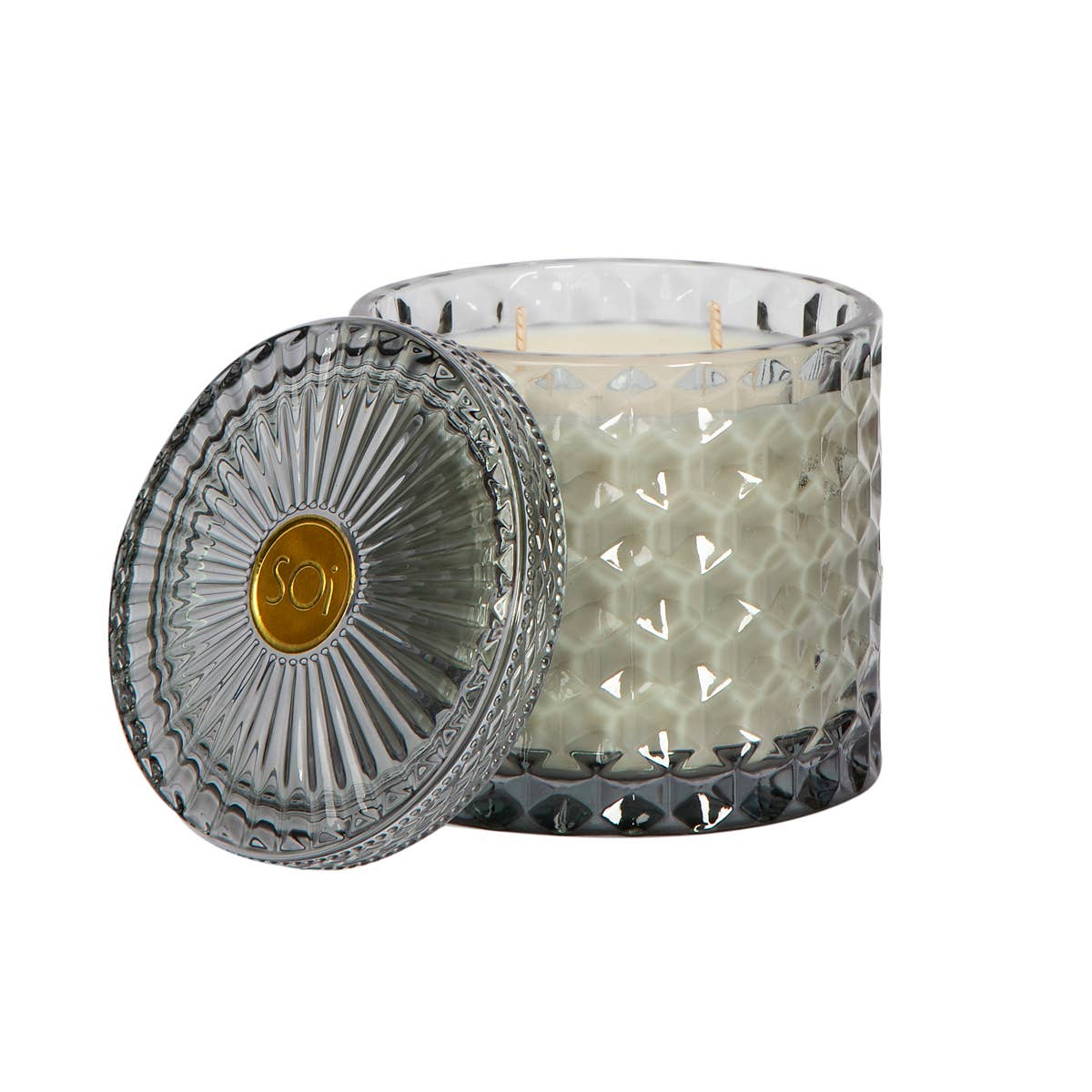 SOi Heathered Suede 15oz Shimmer Candle 2 wick