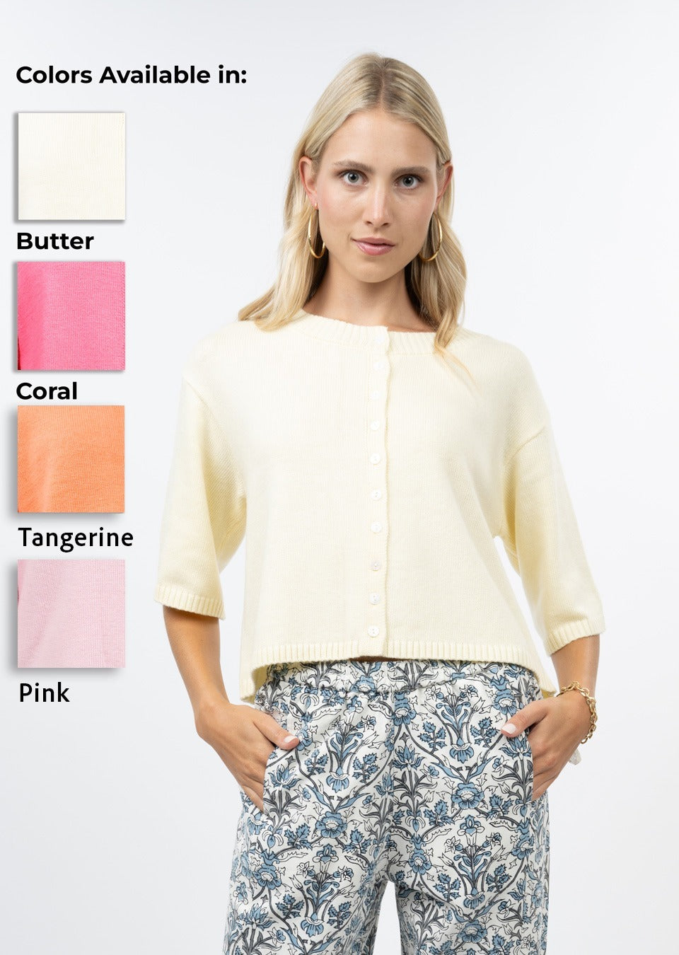 Short Sleeve Knit Cardigan