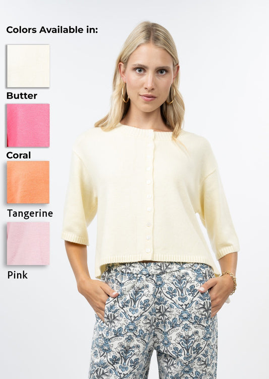 Short Sleeve Knit Cardigan