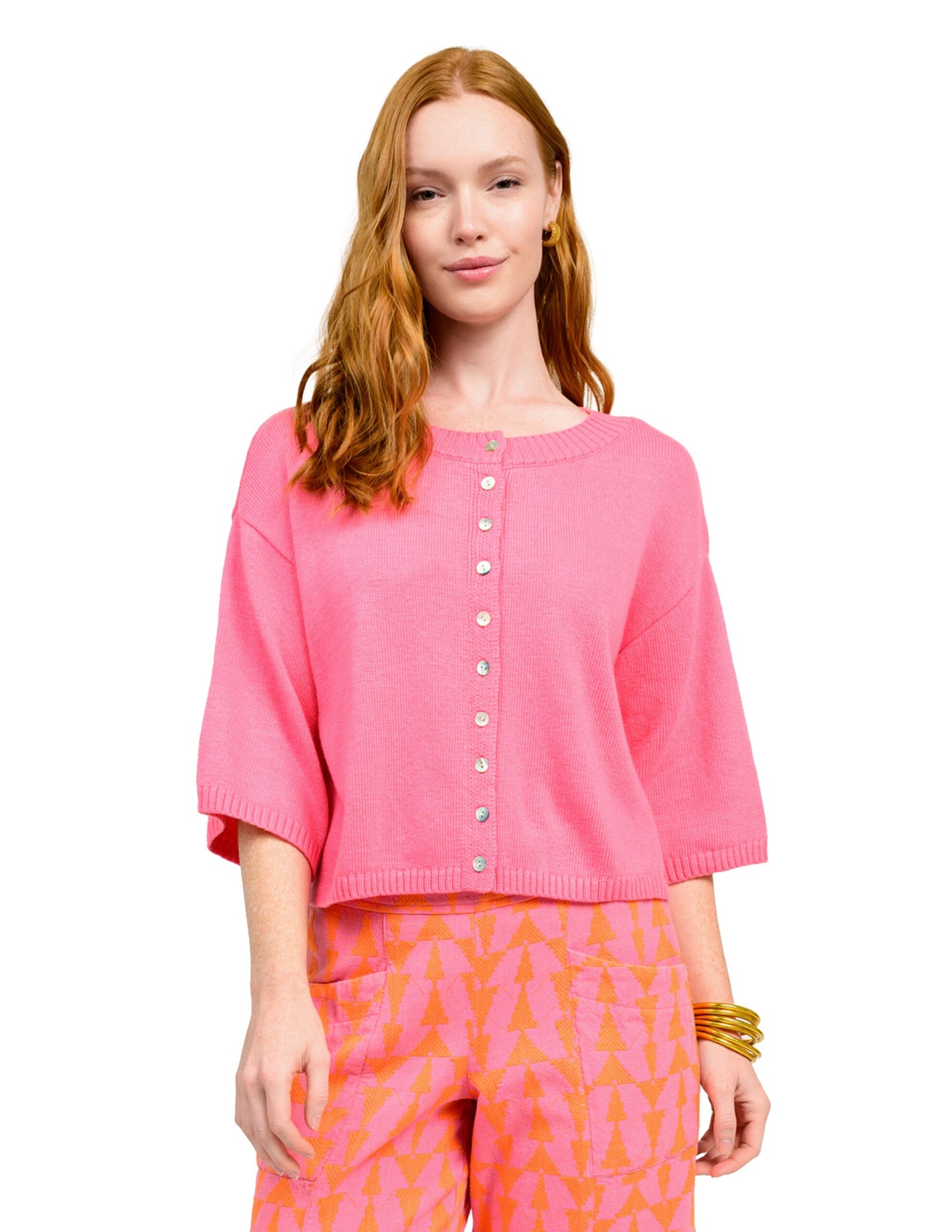 Short Sleeve Knit Cardigan