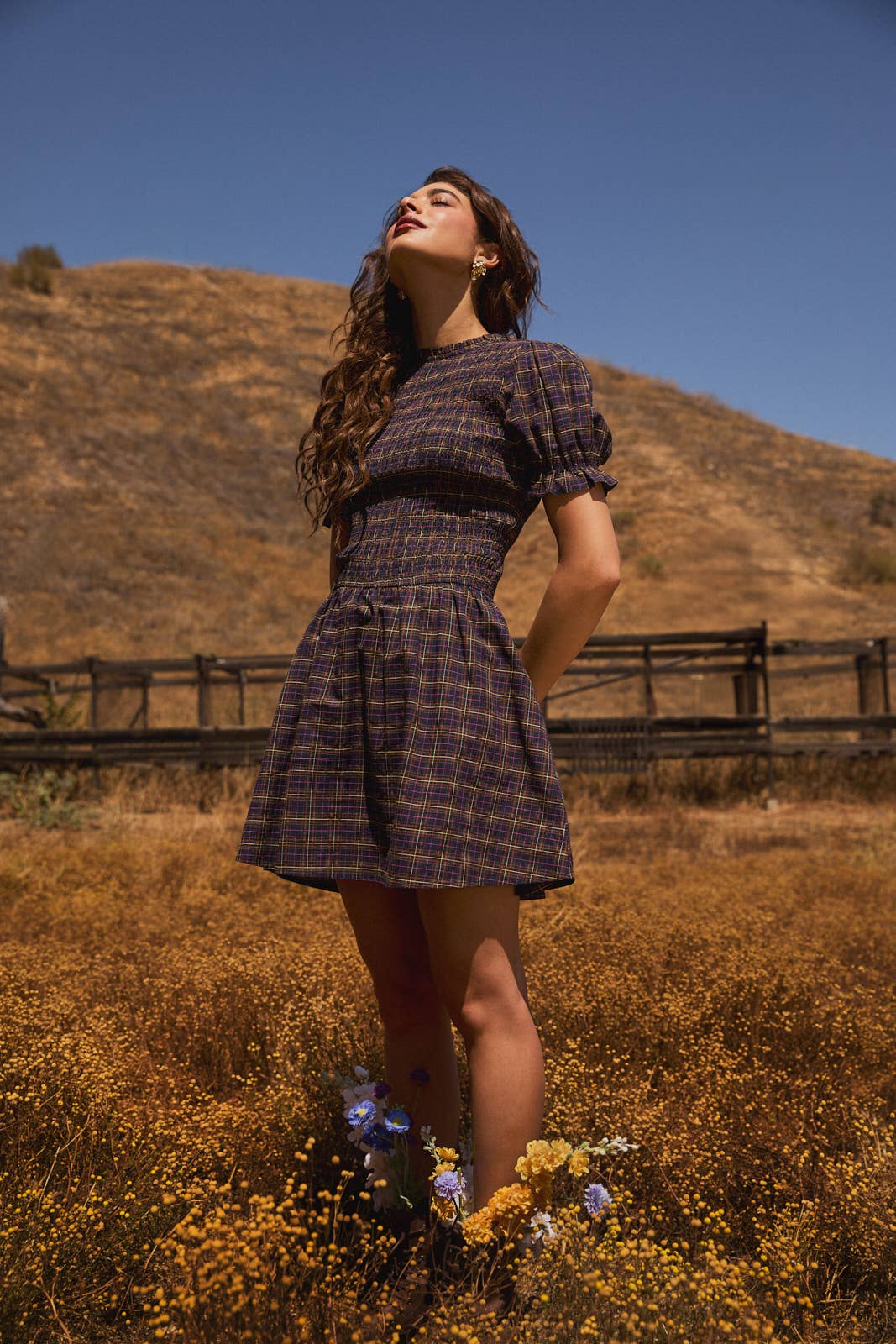 Ruffle Mock Neck Short Dress