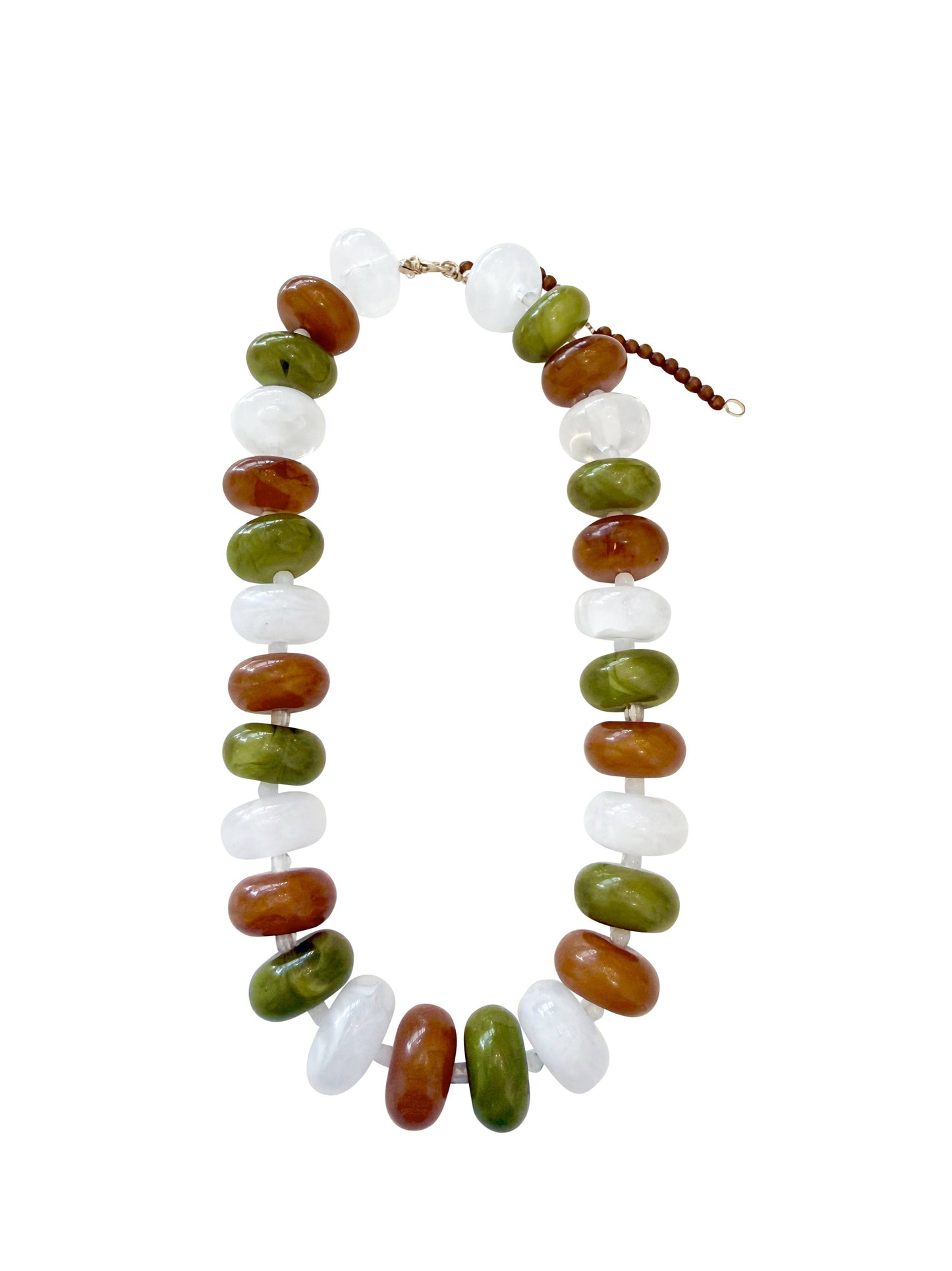 Bailey Chunky Beaded Necklace- Olive Mix