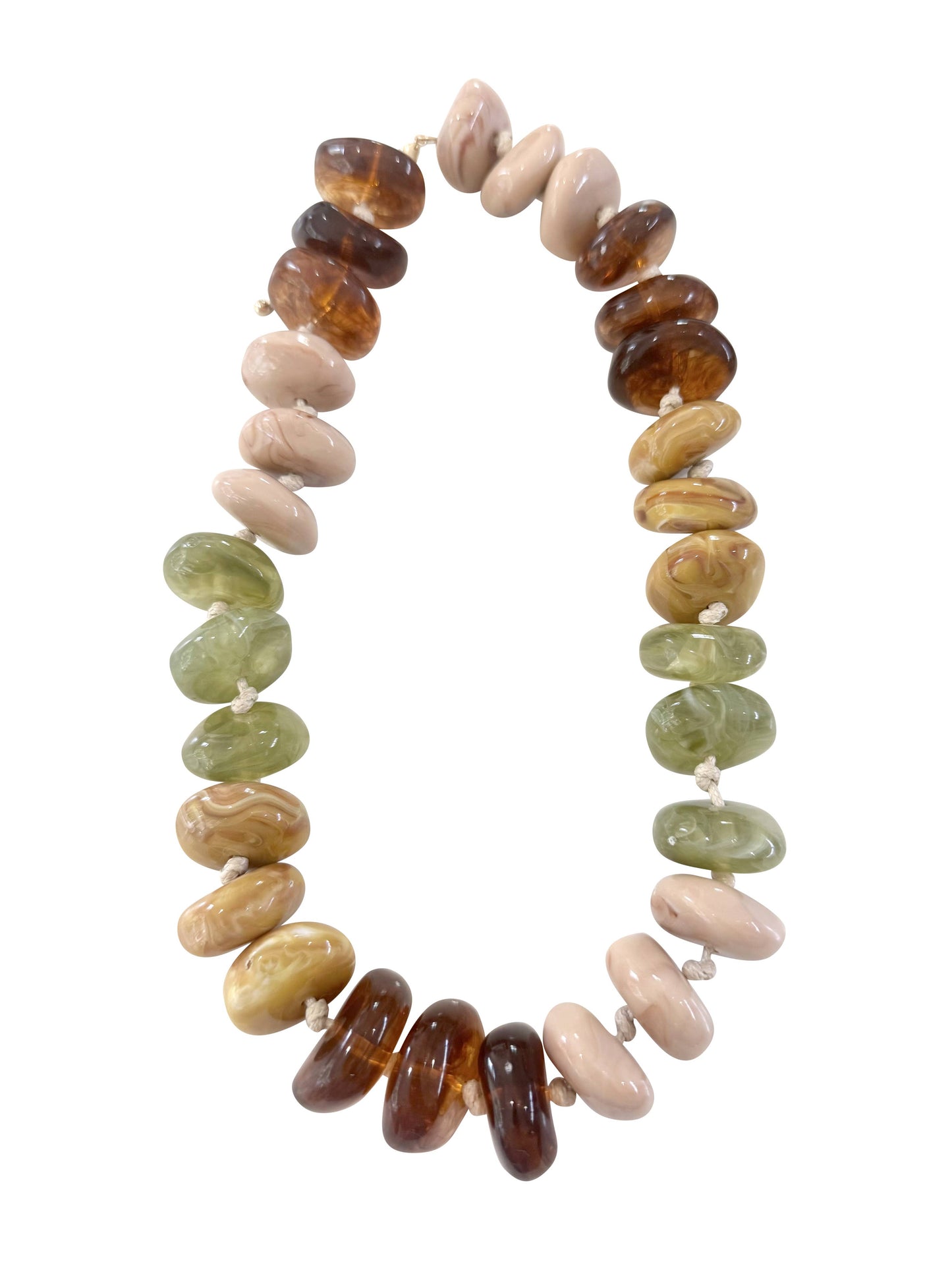 Delray Chunky Beaded Necklace- Tortoise/Chartreuse Mix