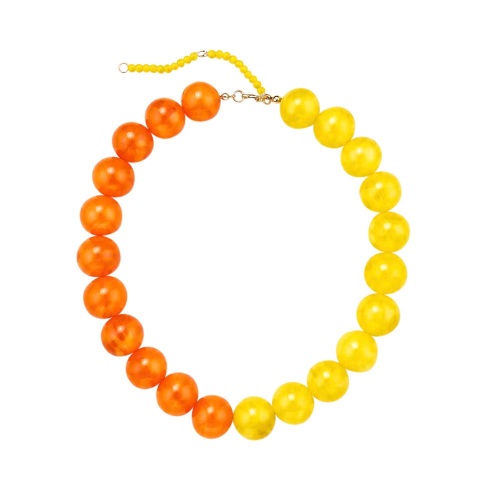 Wrenley 2-Tone Beaded Necklace - Orange/Yellow
