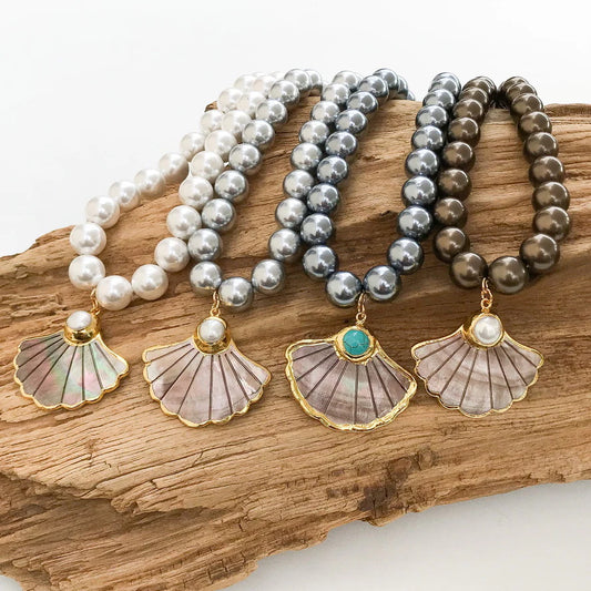 Jumbo Round Shell Pearl Necklace