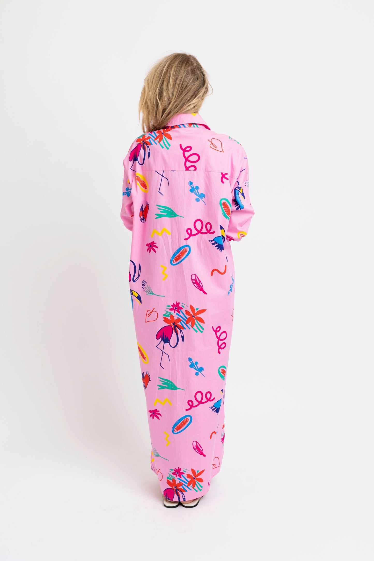 Magenta Artist Maxi Shirt Dress