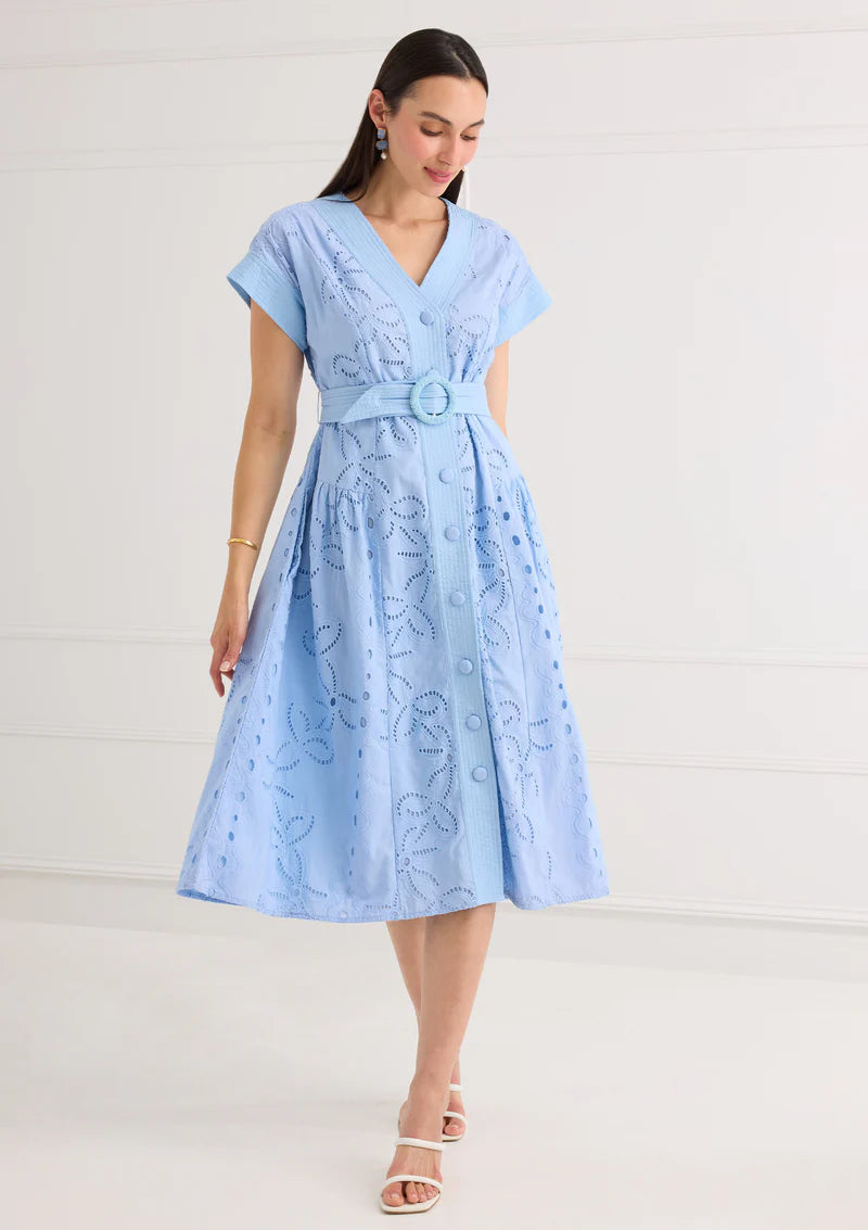 Andrea Dress in Blue Lily Garden