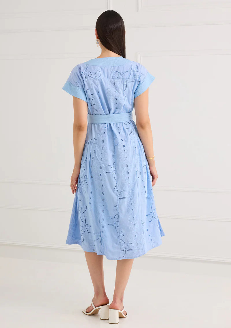 Andrea Dress in Blue Lily Garden