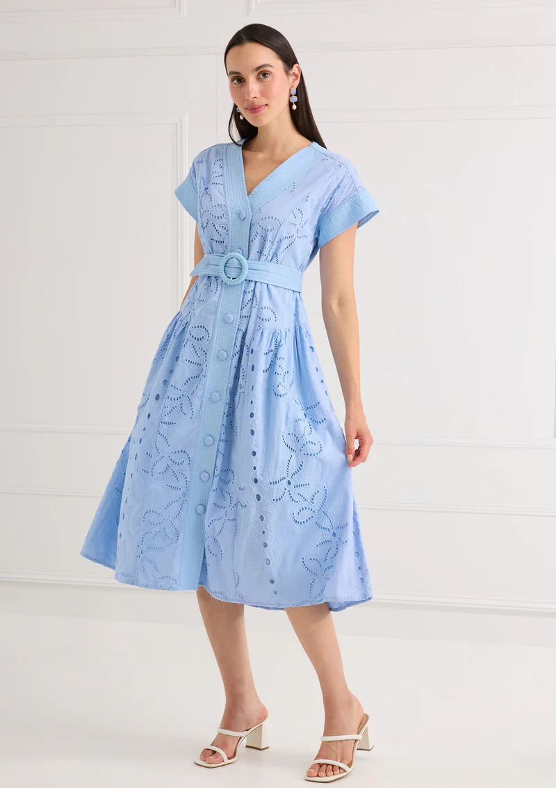 Andrea Dress in Blue Lily Garden