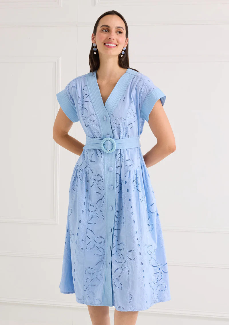 Andrea Dress in Blue Lily Garden