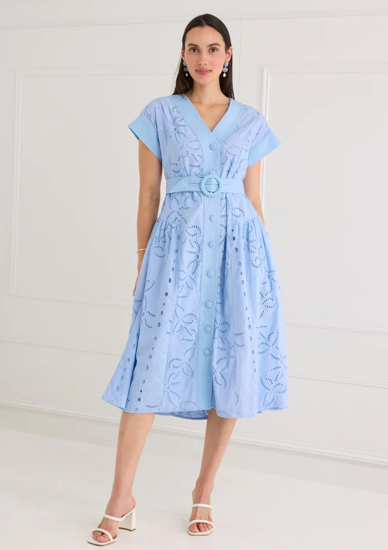 Andrea Dress in Blue Lily Garden