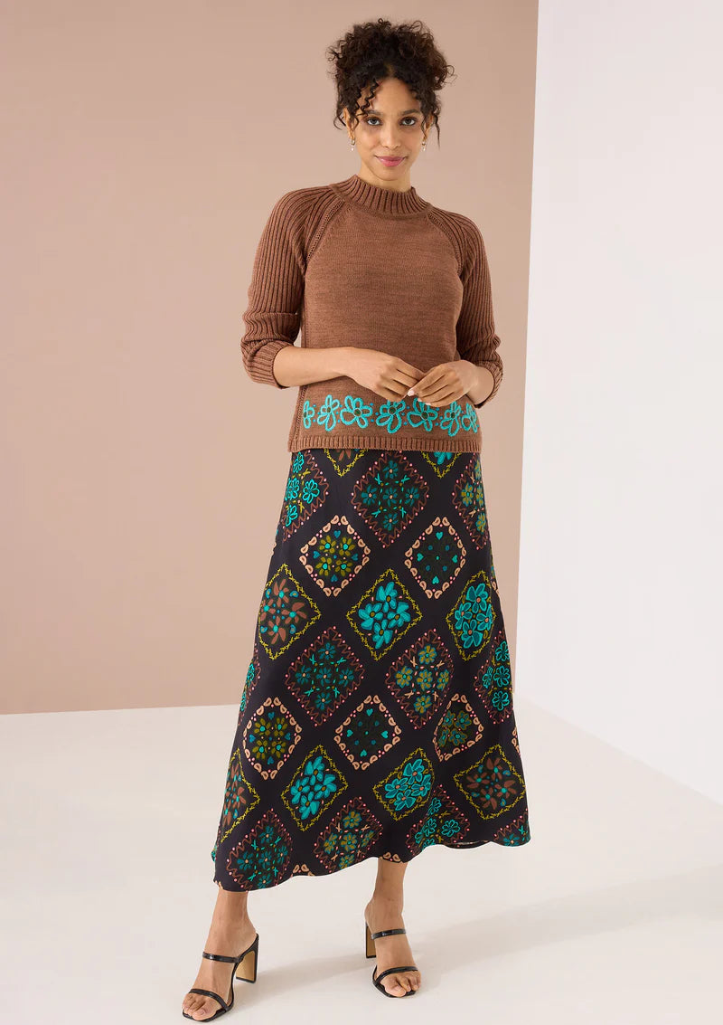 Anya Maxi Dress in Black Multi Floral Tile