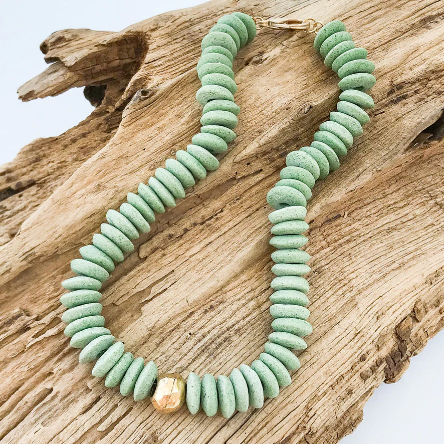 Heishi Clay Choker w/ Hammered Ball