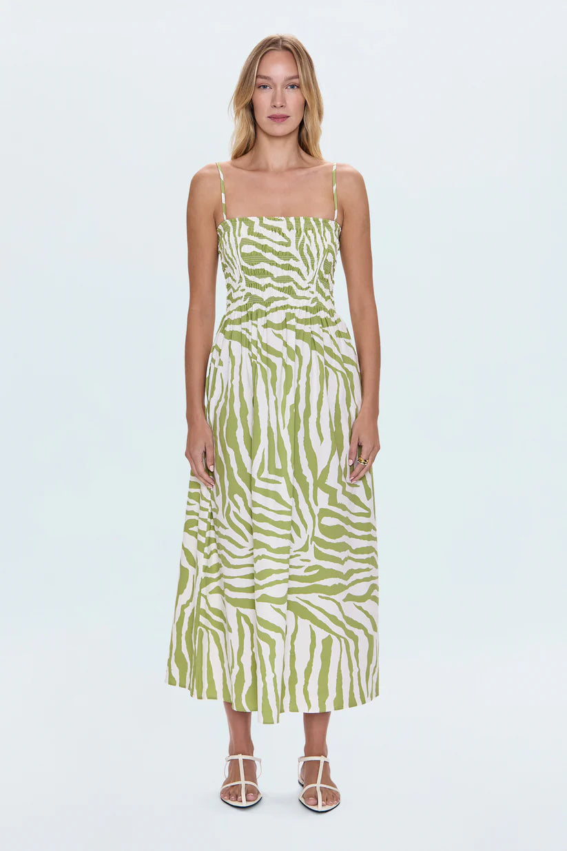 Bianca Smocked Bodice Dress in Safari Lime