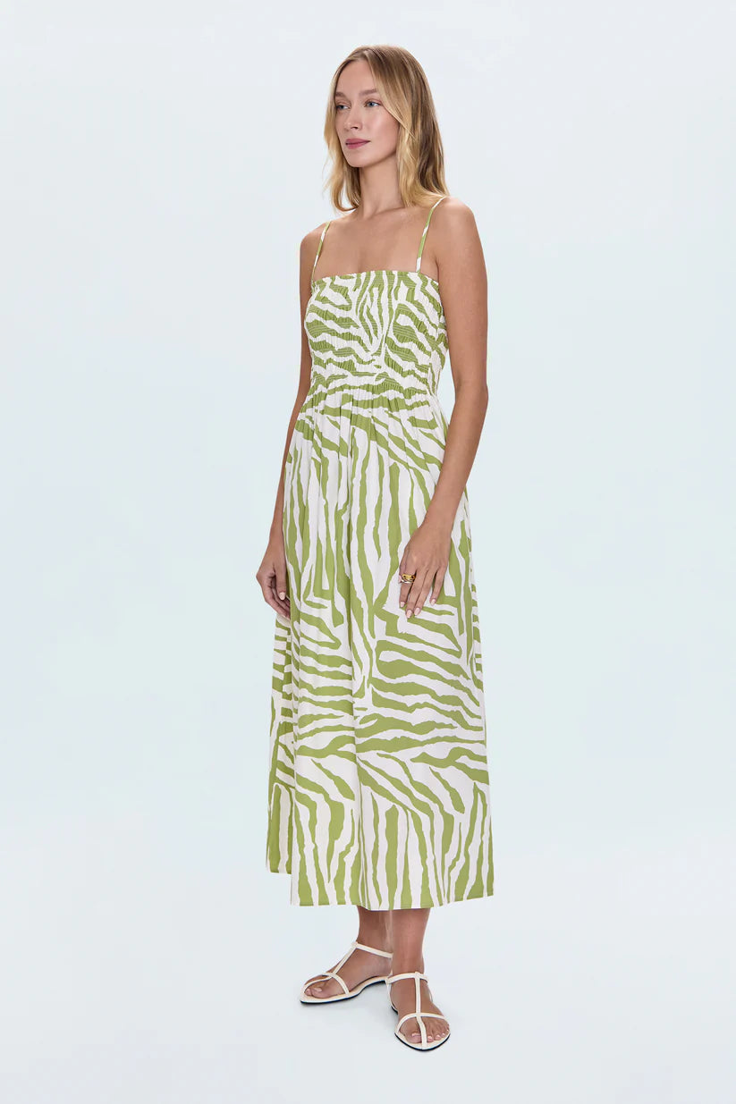 Bianca Smocked Bodice Dress in Safari Lime