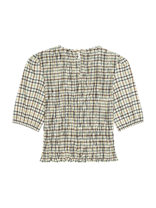 Brinley Smocked Top in Multi Plaid