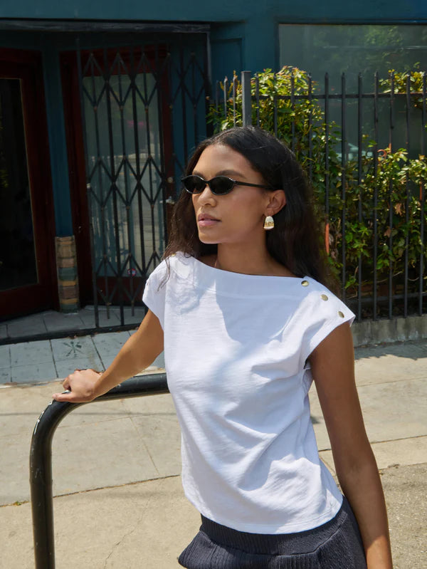 Brooks Boatneck Top in Optic White